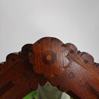Zeldzaam 19e-eeuws Engels Arts & Crafts Eikenhouten Dressoir Van Pratt & Prince – Inlegwerk Met Zonnebloemmotie thumbnail 17