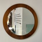 Vintage Deense Teakhouten Spiegel, Rond, 1970'S thumbnail 4