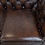 Luxe En Charmante 3-zits Rundleren Chesterfield Bank In Engelse Stijl thumbnail 7