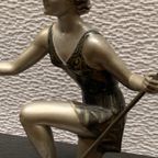 Beeldje "Meisje Met Een Geit". Art Deco. thumbnail 4