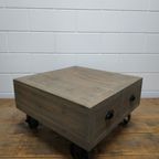 Industriële Verrijdbare Salontafel Of Planten-Koffietafel Met 4 Lades thumbnail 8