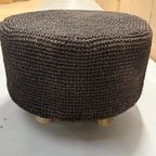 Ronde Zwarte Sisal Poef, Op 3 Houten Poten thumbnail 12