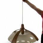 Vintage Hanglamp Met Hout Acccent Temde Leuchten Model 328 thumbnail 2