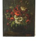 Bloemen Stilleven Schilderij Olie Op Doek Amateur Gesigneerd thumbnail 5