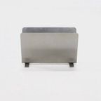 Minimalist Brushed Steel Magazine Rack 1980S thumbnail 4