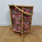 Vintage Wasmand, Opbergmand Prullenbak Van Bamboe thumbnail 2