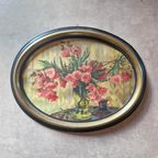 Antieke Ovale Lijst Met Prent Bloemen Schilderij Met Druk thumbnail 8