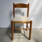 Set (7) Vintage Eetkamerstoelen Hout, Geruit | Scandinavisch thumbnail 5