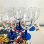 4X Vintage Luminarc Wijnglazen Donkerblauwe Steel thumbnail 4