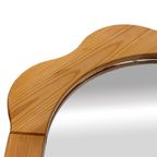 Vintage Spiegel Hout Pinewood Bloem Jaren 70 Design thumbnail 3