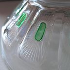 Vintage Glazen Schaal Met Groene Accenten, Bowl, Schaaltje thumbnail 2