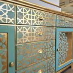 Oosterse Stijl Dressoir/ Kast In Goud En Turquoise thumbnail 5