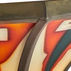 Art Deco / Amsterdam School - Stained Glass Wall Sconce - Bronze Frame - In The Style Of Tuschins thumbnail 6