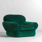 Plompe Postmoderne Italiaanse Lounge Banken In Diepgroene Flueel, 1970 thumbnail 4