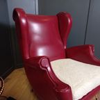 Rode Italiaanse Vintage Designfauteuil thumbnail 16