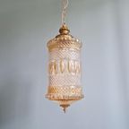 Grote Hanglamp Van Glas En Messing, Type Lantaarn, 1960 thumbnail 14