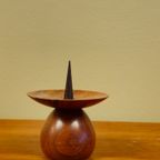 Mid-Century Teak Kandelaar Kaarsenhouder Kandelaren Vintage thumbnail 2