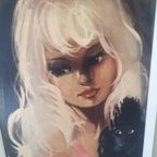 De Koning Art Print In Lijst Dame Met Poedel Jaren 60 Retro Schilderij thumbnail 4