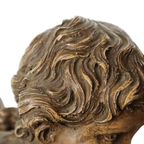 Groot Antiek Beeld Sculptuur Terracotta Cherubijnen Putti Terre Cuite Frankrijk 1900 thumbnail 12