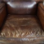 Royale En In Goede Staat Verkerende Donkere Schapenleren Fauteuil/armchair Met Ronde Vormen thumbnail 7