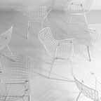 Vintage Mid-Century Set Van 7 Witte Harry Bertoia Eetkamerstoelen thumbnail 3