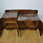 Vintage Mid Century Art Deco Tv Meubel, Dressoir Marmer Blad thumbnail 7