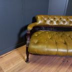 Antiek Leren Victoriaans Chesterfield Leesbankje thumbnail 4