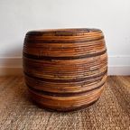Rotan Bamboe Kruk Bijzettafel Vintage Crespi Stijl thumbnail 4