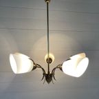 Vintage Sputnik Lamp, 4 Messing Armen En Melkglazen Kappen. - M29 thumbnail 2