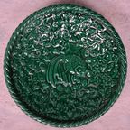Antiek Frans Bord Porselein Falquet Grenoble Groen Rond thumbnail 5