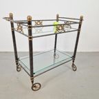 Vintage Regency Messing Metaal Bar Cart Drank Trolley Goud thumbnail 8