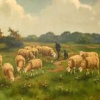 Henri Matthijs (Xix-Xx) Schapen Met Herder. thumbnail 5