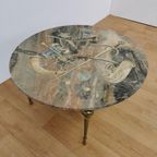 Vintage Hollywood Regency Salontafel Koffietafel Met Marmer Onyx Blad thumbnail 11