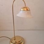 Vintage Messing En Melkglas Bloem Vorm Bureaulamp thumbnail 7