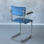 Tubax Eetkamerstoel Vintage Sledestoel Buisframe Stoel Blauw thumbnail 2