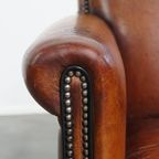 Stijlvolle Schapenleren Design Fauteuil/ Armchair In Een Warme Cognac Kleur thumbnail 10