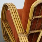 Luxe Vintage Boho Jaren ’50 Rotan Design Fauteuil Met Geveerde Kussens En Een Geweldig Zitcomfort thumbnail 13