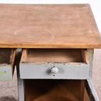 Vintage Bureau Hout | Oud Bureau | Houten Bureau Grijs thumbnail 5