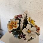 Bassano Ceramics Basket With Flowers, Italy 1950s thumbnail 6