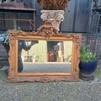 Oude Handgemaakte Kuif Spiegel Afm 86x60m Met Kuif 73cm Hoog thumbnail 2