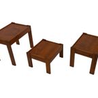 Vintage Set Van 3 Bijzettafels Nesting Grenen Hout Jaren 60 thumbnail 8