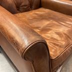 Stoere Industriële Chesterfield Oorfauteuils In Generfd Leder Ralph Lauren Vintage Cognac thumbnail 8