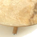 Ronde Vintage Onyx Salontafel Met Onderstel Van Chroom Uit De Jaren ’70 thumbnail 2
