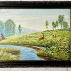 4 Herten In Een Idyllisch Landschap By Carl Zimmermann thumbnail 12