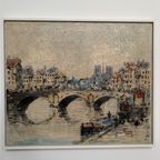 Stadsgezicht Parijs - Olie Op Doek Schilderij - Mid Century - Jean Rémy thumbnail 4