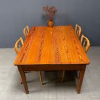 Antieke Pitch Pine Stoffen Tafel Met Twee Laden thumbnail 2