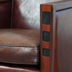 Schapenleren Art Deco Design Armchair Gecombineerd Met Hout En Een Mooi Patina thumbnail 11
