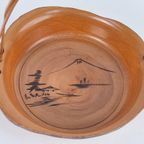 Vintage Japanse Handgesneden Houten Obon Kom Schaal Azie thumbnail 2