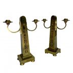 Set Van 2 Messing Art Nouveau Kandelaar, Rond 1910 thumbnail 3
