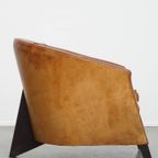 Unieke, Tijdloze Vintage Schapenleren Art Deco Design Fauteuil Van Bart Van Bekhoven thumbnail 10